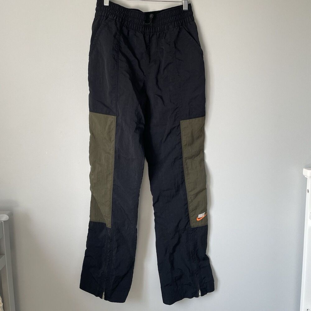 Nike Women's City Utility Zip Cuff Track Pants Athletic Black Green Size Medium